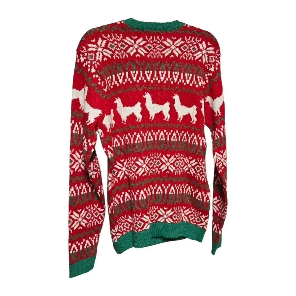 Ugly Christmas Sweater NWT Llama Cool Santa Unisex Small Funny Holiday Pullover